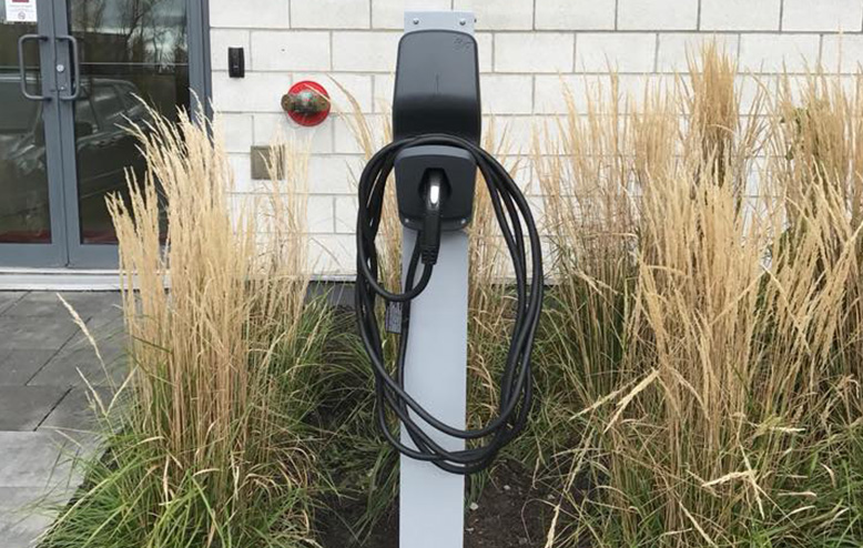 electric car charger installation with screwed pile