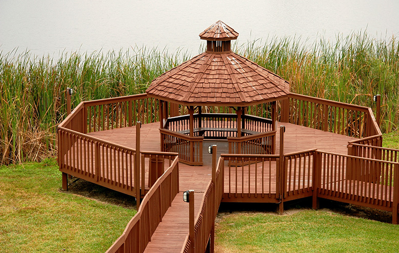 helical piles (screw piles) for gazebo built on a swamp