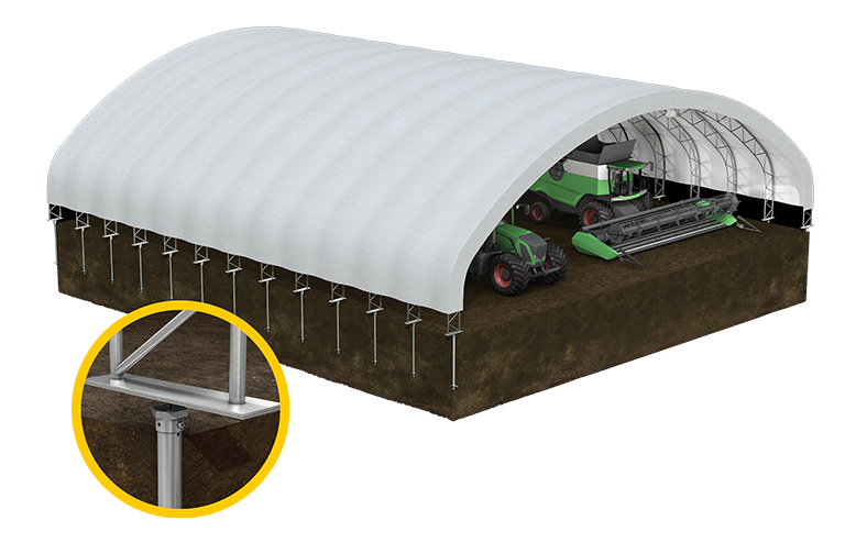 agricultural tent on helical piles