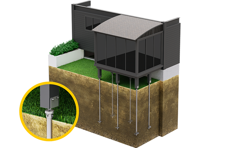 solarium on helical screw piles