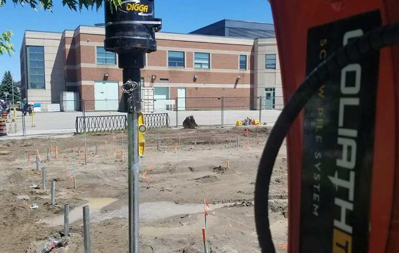 screw piles for school playground infrastructure project