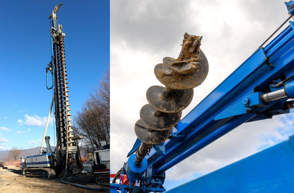 Installer pieux à tarière avec machine