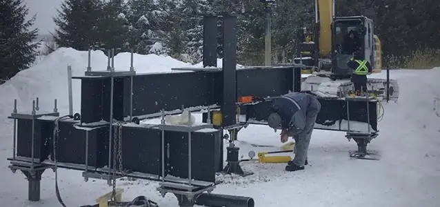 Installation des pieux vissés en hiver