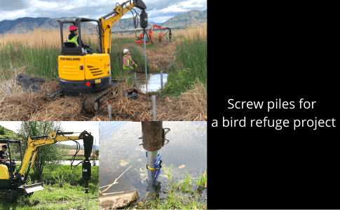 image screw piles for a boardwalk - bird refuge in Utah