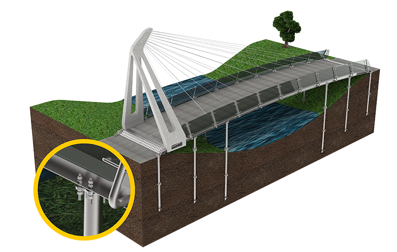 footbridges on helical screw piles