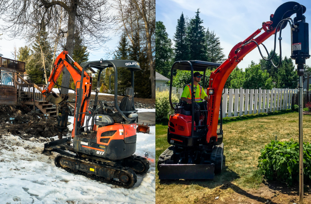 helical pier installation in winter and summer