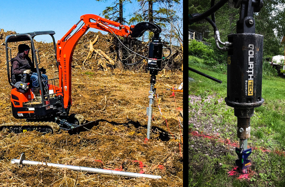 installation pieux vissés avec équipement léger